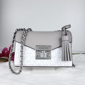 NWT Michael Kors small Rose crossbody white grey